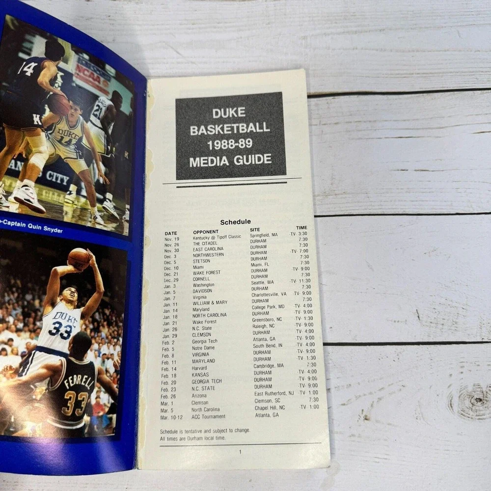 Vintage Duke Basketball 1988-89 Media Guide ACC Danny Ferry NCAA Memorabilia